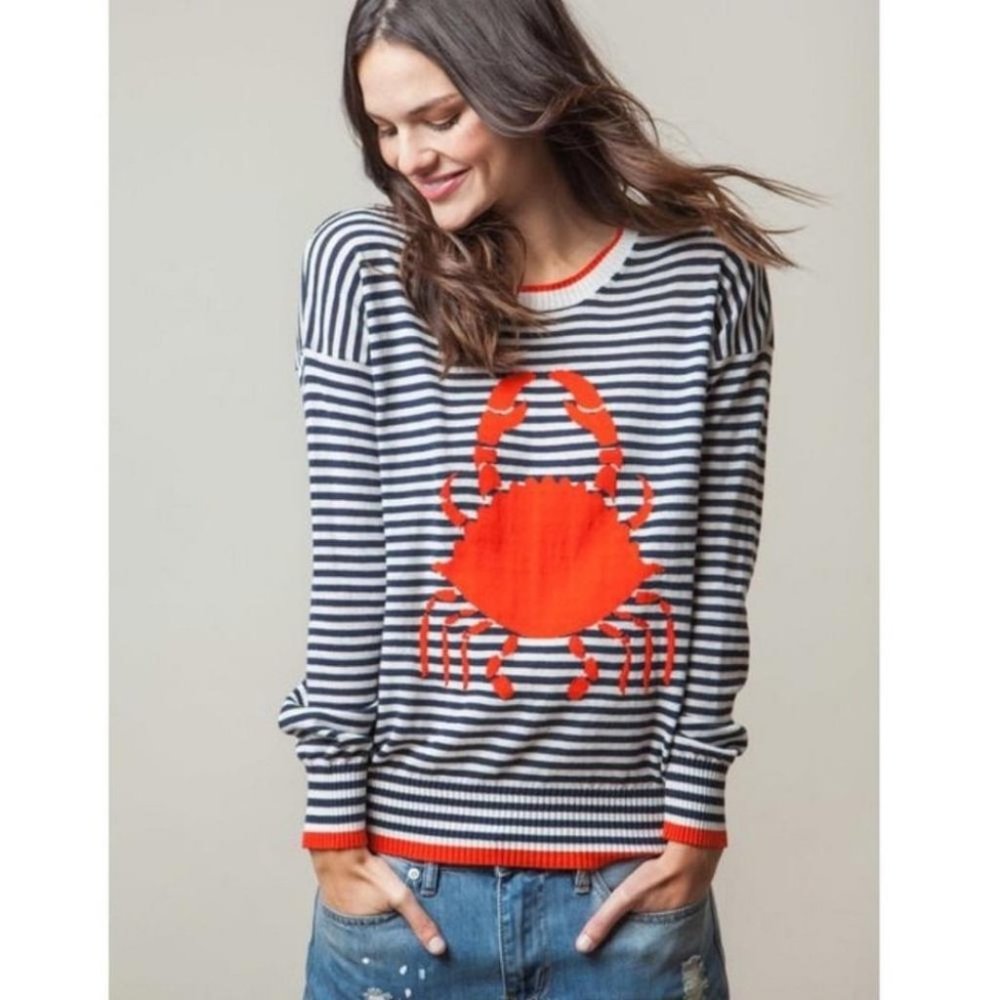 525 America Crab Striped Ribbed Sweater Size L